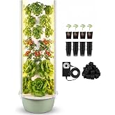 BAOSHISHAN Hydroponic Growing Tower with LED Grow Light, 7 Tiers 28 Pods | Full Spectrum Vertical Hydroponics Growing System, with 30L Water Tank, Beginner-Friendly, Ideal for Lettuce Herbs Vegetables
