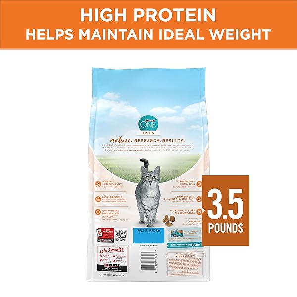 PURINA ONE HIGH PROTEIN, HEALTHY WEIGHT PLUS IDEAL WEIGHT WITH CHICKEN DRY CAT FOOD – 3.5 LB. BAG