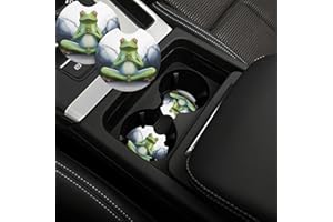2 Pcs Car Cup Holder Coasters, Funny Yoga Frog Car Coaster for Cup Holders, 2.7" Universal Non-Slip Rubber Car Insert Coaster