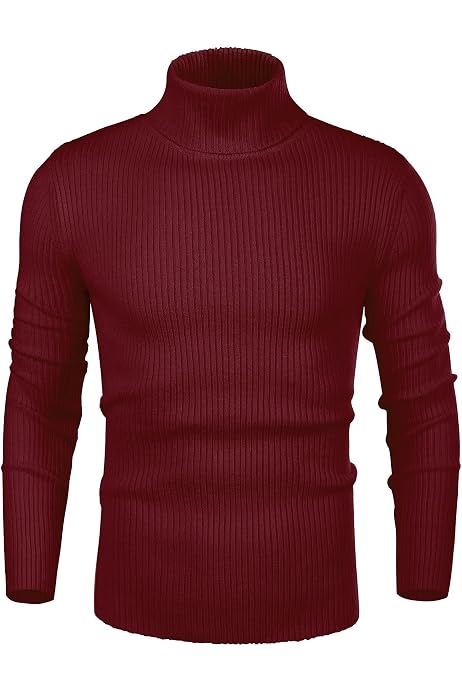 Nine Bull Mens Slim Fit Turtleneck Sweater Cable Knit Thermal Pullover Sweater