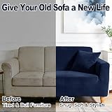 Yeahmart Thick Velvet Sofa Cover 1 Seater Blue Premium Stretch Slipcover view 4
