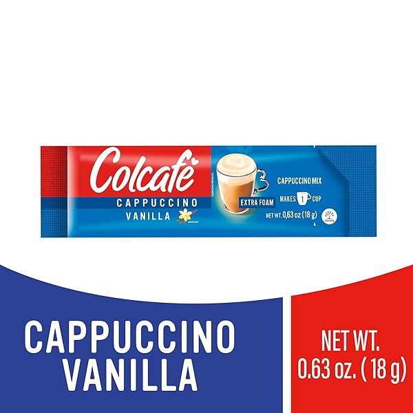 COLCAFE INSTANT FRENCH VANILLA CAPPUCCINO, 6 STICKS PER PACK, PACK OF 2