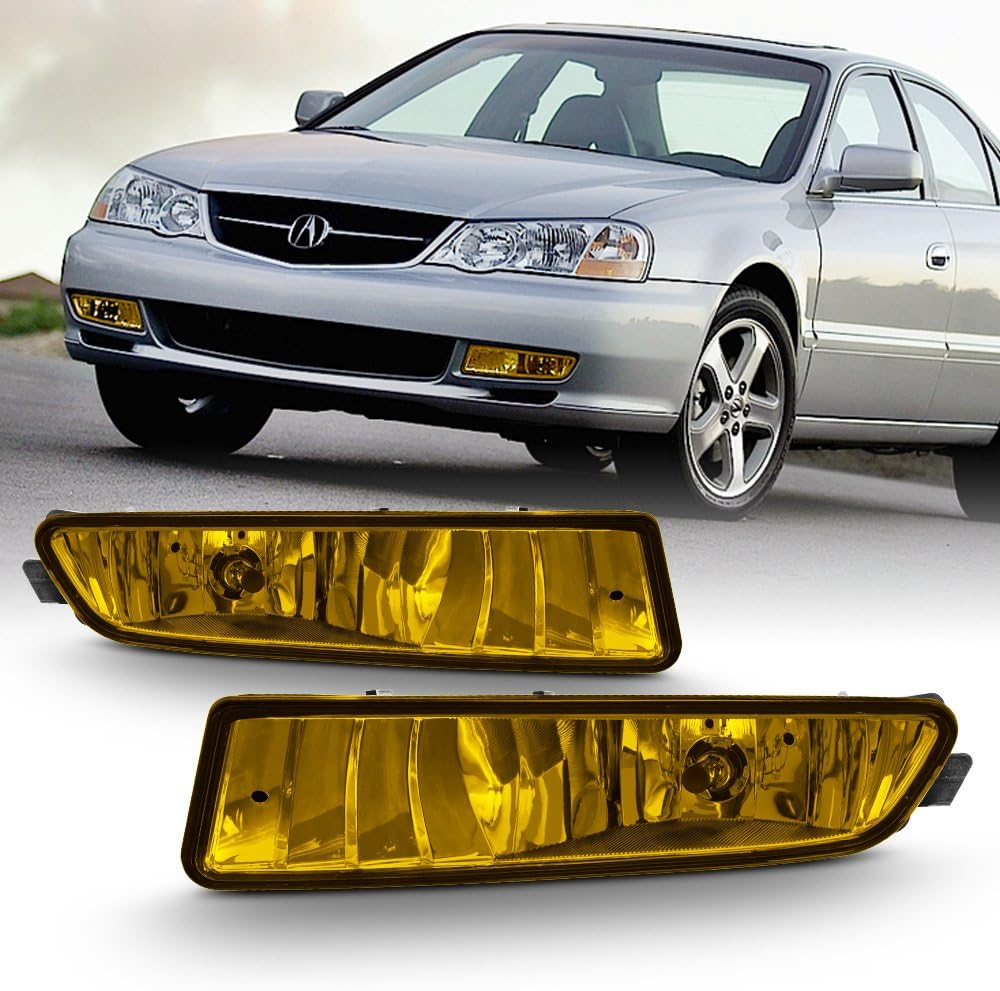 Amazon Com For 2002 2003 Acura Tl Ua5 Bumper Driving Replacement Yellow Lens Fog Light W Bulbs Automotive