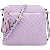 FashionPuzzle Chevron Quilted Medium Crossbody Bag with Tassel Accent
