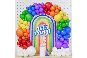 BONROPIN 140pcs Rainbow Balloons Different Sizes Assorted Color 5/10/12/18 Inches Latex Balloons,Multicolor Bright Balloons for LGBT Wedding Party Decoration,Birthday Party Supplies or Arch Garland Decoration