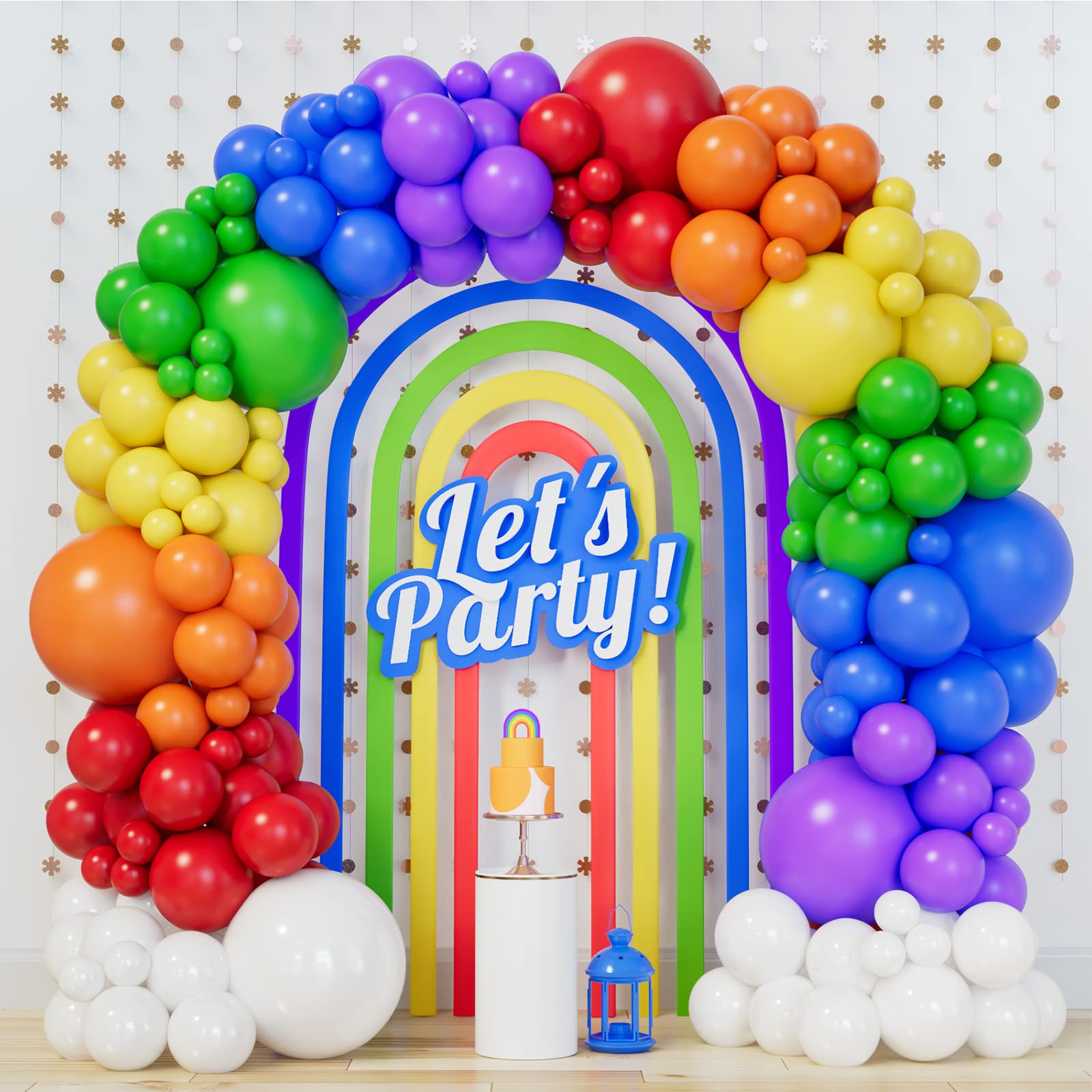 Photo 1 of 140pcs Rainbow Balloons - Assorted Sizes 5/10/12/18 Inches, Multicolor Bright Balloons for LGBT Wedding, Birthday Parties or Arch Decoration