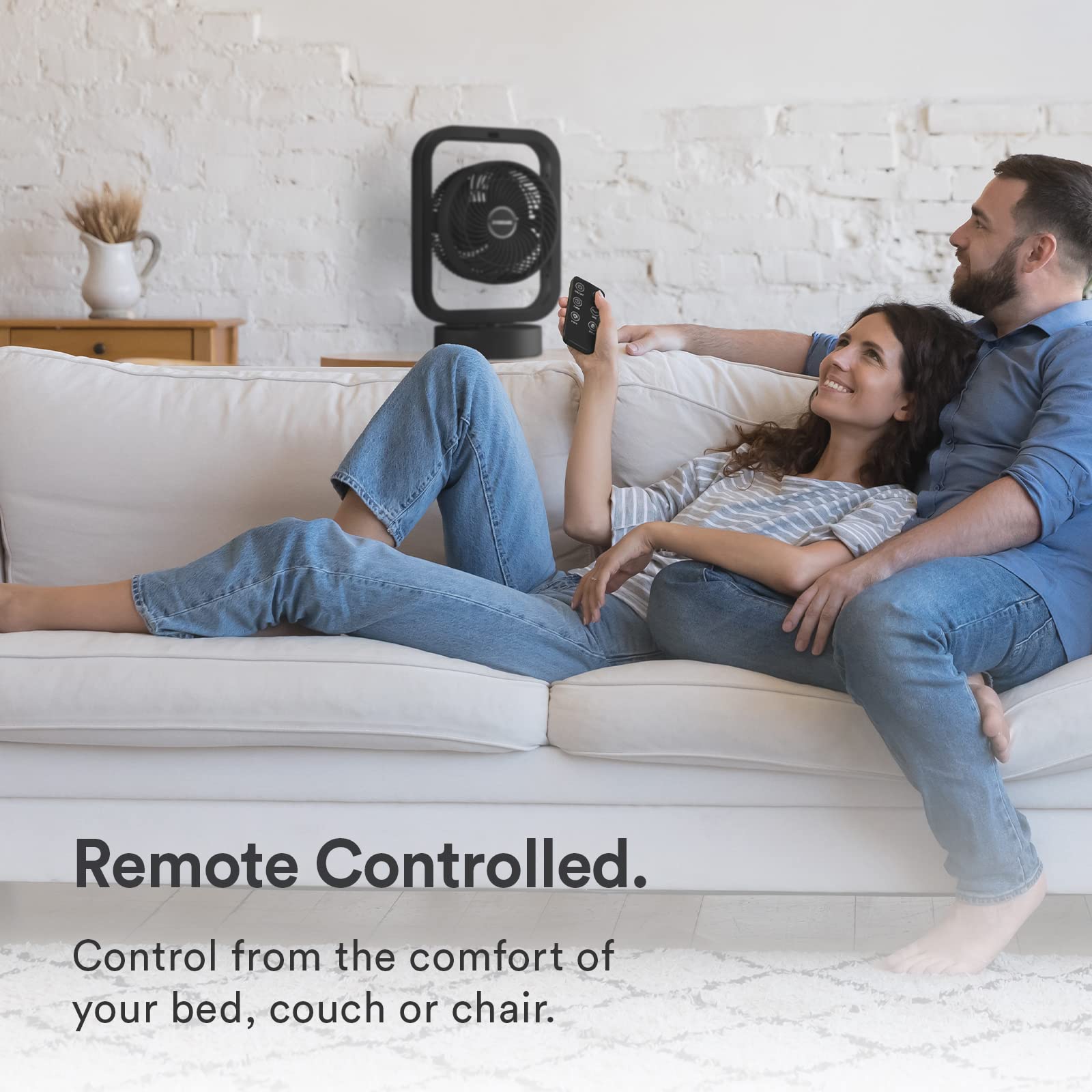 Everdure 10” Oscillating AC Floor, Desk or Table Fan, 4 Speed Settings, Targeted Airflow Control, Remote Control Included, Portable, Perfect for Bedroom, Living Room, Home Office, Black