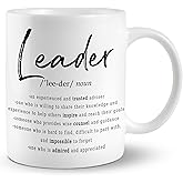 JRTW Leader Mug, Leader Gifts,Leadership Gifts, Leader Noun Coffee Cups Ceramic, Leader Coffee Mug, Team Leader Gifts for Women Men, Thank You Mug