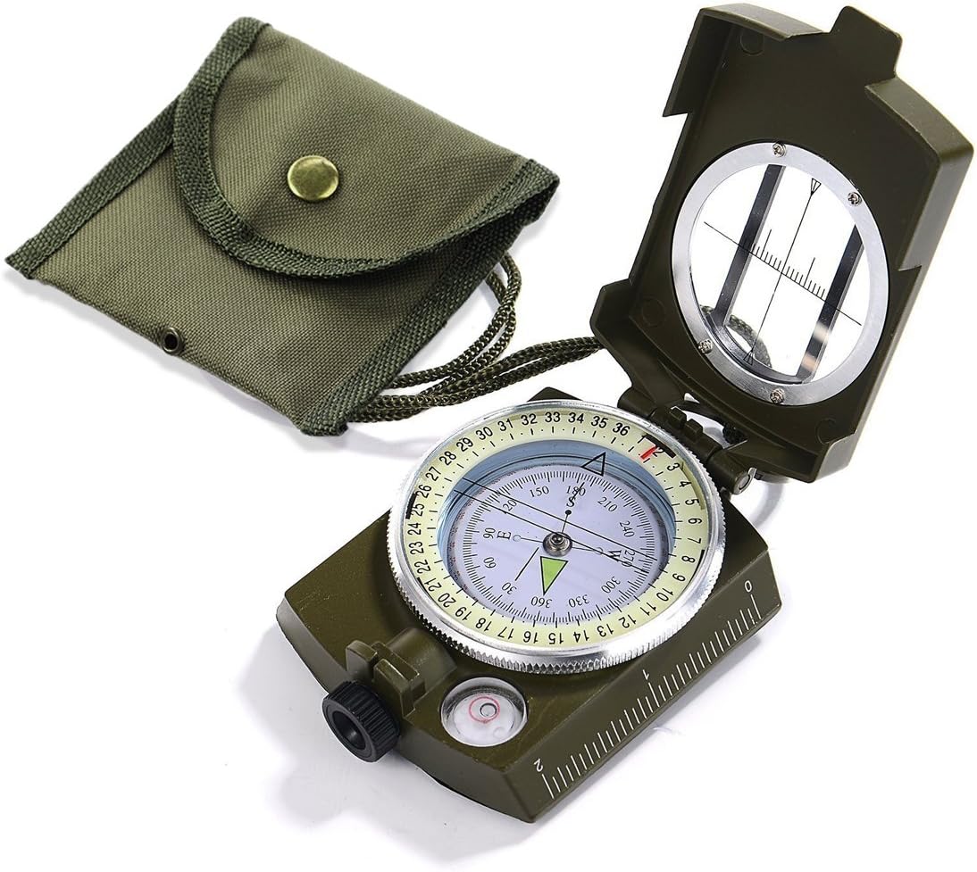 RRunzfon Waterproof Portable Military Compass With Pouch Lanyard Navigation Orientating For Hiking Camping Hunting Biking Outdoor Activities