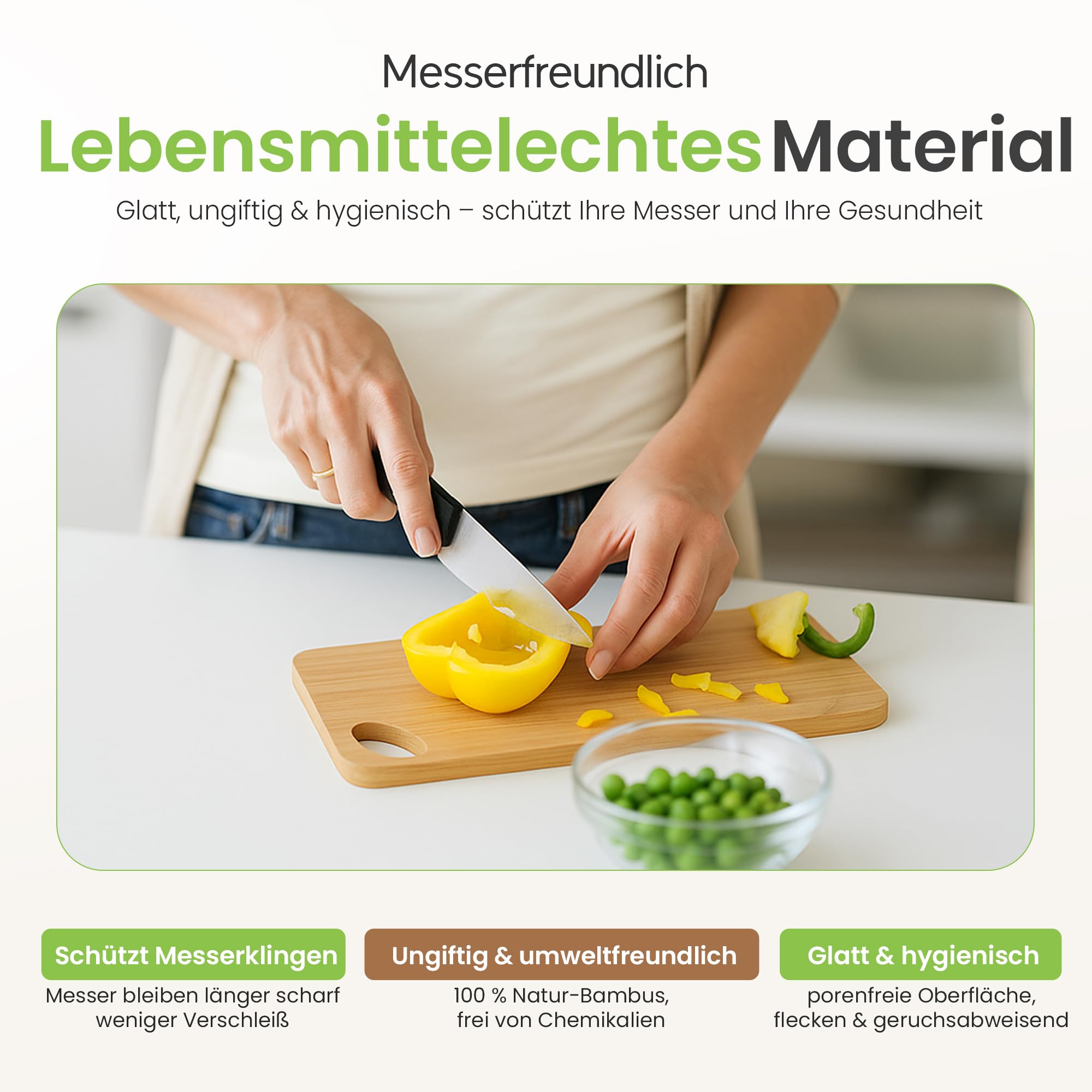 CABBEL Bambus Schneidebrett 20x15 cm – Holzschneidebrett klein, beidseitig nutzbar mit Griffloch, nachhaltiges Küchenbrett Holz für Frühstück, Obst & Snacks 4