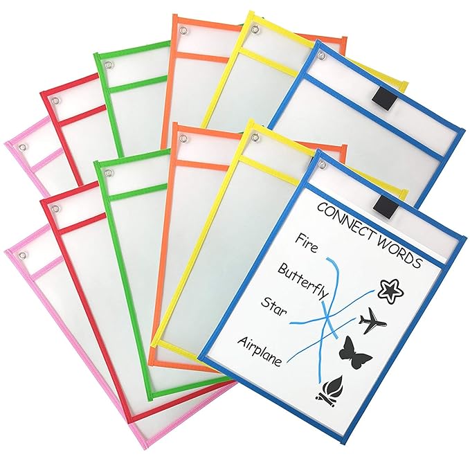 Amknn Dry Erase Pockets Sheet Sleeves,Perfect for Classroom
