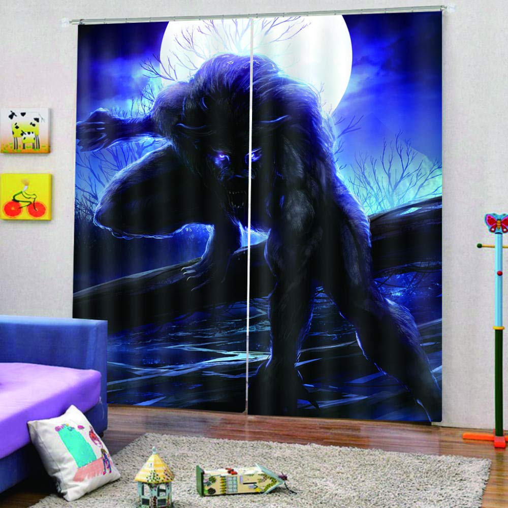 Vorhang Für Schlafzimmer,Nacht Werwolf(140X160Cm) Polyester Vorhang Für