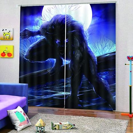 Vorhang Für Schlafzimmer，Nacht Werwolf(140X160Cm) Polyester Vorhang Für