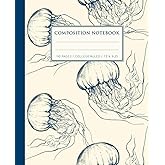 Composition Notebook College Ruled: Vintage Jellyfish Composition Notebook | Wide-Ruled Lined Paper Journal for School, College, Office, Work | 110 Pages (7.5 x 9.25)
