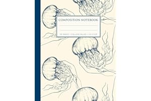 Composition Notebook College Ruled: Vintage Jellyfish Composition Notebook | Wide-Ruled Lined Paper Journal for School, Colle