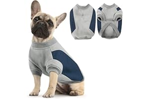 KAMA BRIDAL Dog Pullover Sweatshirt Puppy Colorblock Sweater Dog Hoodie Soft Fleece Lining Thick Pet Coat Autumn Winter Cold Weather Clothes with Sleeves and Leash Hole Cat Apparel (Grey, XS)