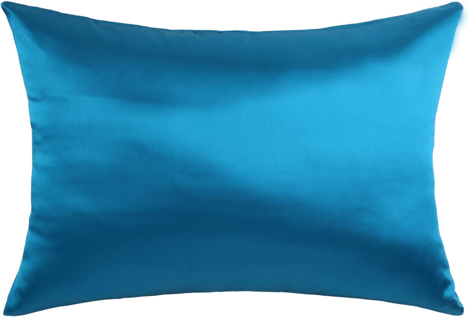 Hodeco Peacock Blue Nature Silk Pillowcase King Size Double Sides 100% Mulberry Silk 19 Momme Thick Silk Pillow Cover for Skin and Hair Pillow Sham Cover 20x36 Inches, 1 Piece