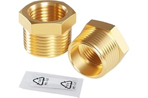 Sctihwelire 3/8 to 1/4 Brass Pipe Reducer, NPT Male to Female Adapter, Brass NPT Fitting for Plumbing, Gas Line, Air Compressor, Forged Connector, Leak-Proof Thread (2 Pack)