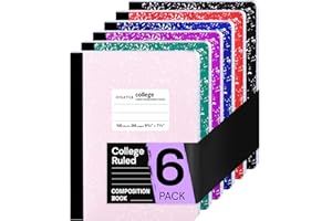 ONAVIA Composition Notebook College Ruled 6 Pack, 200 Pages (100 Sheets), 9-3/4 x 7-1/2, Marble Composition Books Bulk, Notebooks for School, Work, Hard Cover Comp Book,School Supplies,Assorted Colors