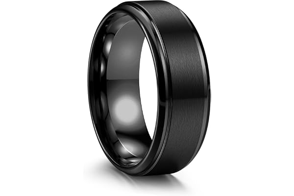MILACOLATO Stainless Steel Wedding Rings for Men Women 8MM Mens Wedding Band Silver/Black/Gold Engagement Mens Rings, Matte S