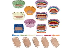 FREEBLOSS 15 Set Basket Weaving Kit Basket Making Kit for Beginners Creative Woven Bowl Raffia Basket Arts and Crafts Projects with Instruction Easter Basket Activities for Easter Eggs