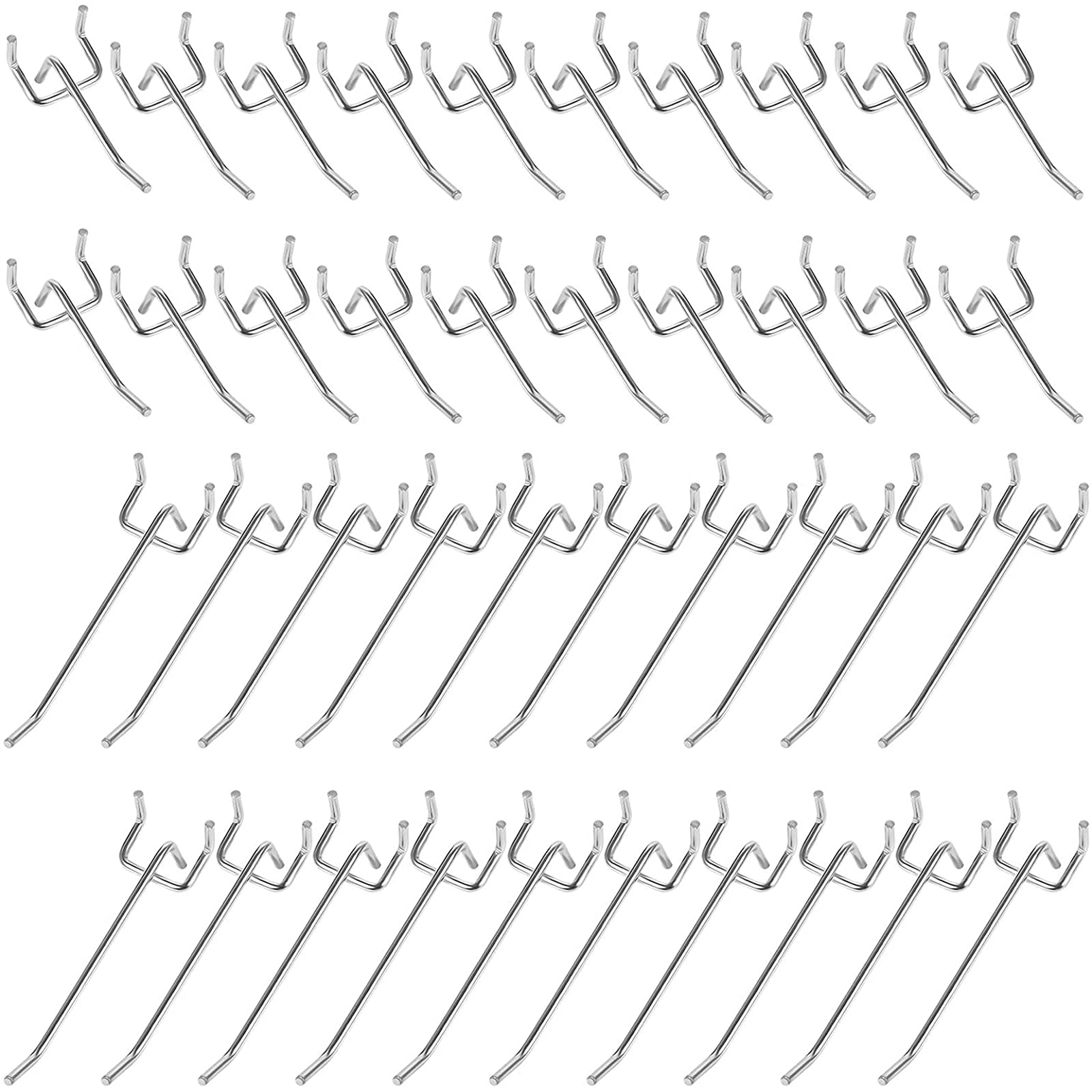 Floatdream 40 Pieces Perforated Panel Accessories, Perforated Wall Hook, Pegboard Hook, for Supermarket Shelves, Display Stands and Wall Decoration Tools (Silver)