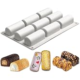 Twinkie Pan, 9 Cavities Log Shape Non-Stick Silicone Dessert Molds | Twinkie Molds for Baking, Mini Swiss Rolls, Butter Logs, Chocolate, Candy, Cake Bars - Easy Release, Oven and Freezer Safe