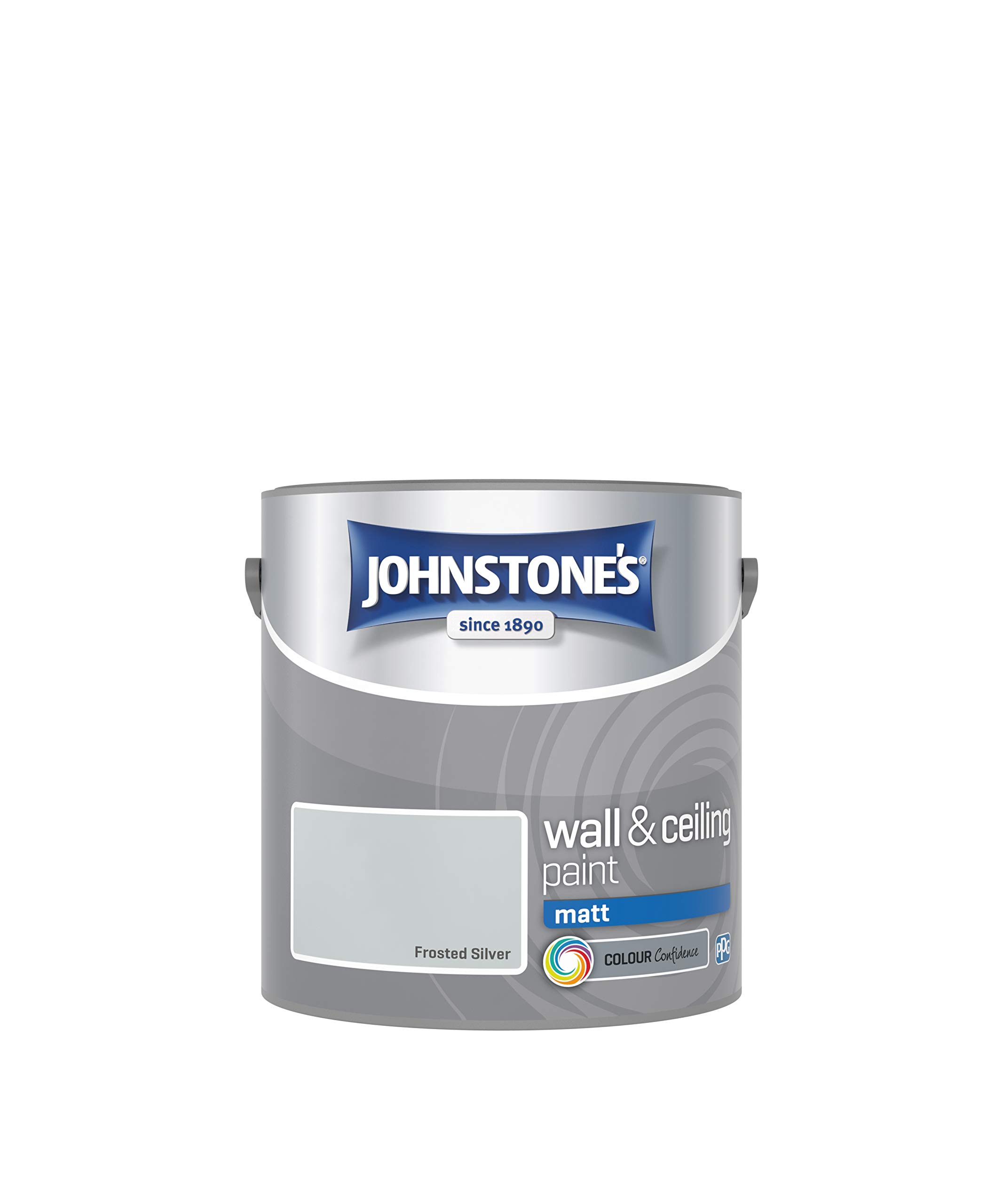 Johnstone's - Wall & Ceiling Paint - Frosted Silver - Matt Finish - Emulsion Paint - Fantastic Coverage - Easy to Apply - Dry in 1-2 Hours - 12m2 Coverage per Litre - 2.5L