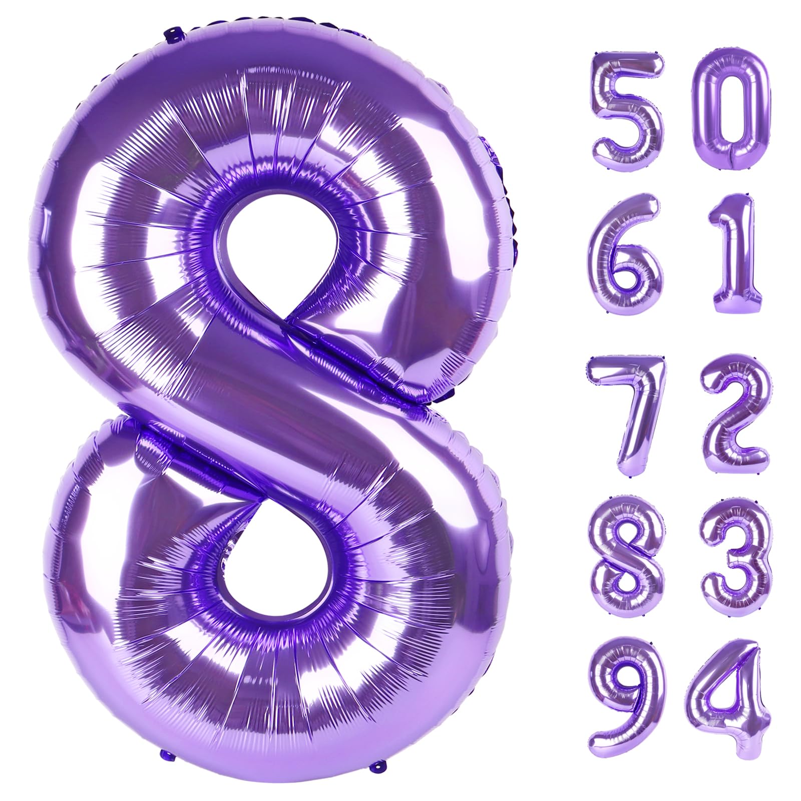 Photo 1 of Purple 8 Balloon, Number Balloon 40 Inch, Purple Birthday Decorations, 8 18 28 38 80 Birthday Balloons, 8th Purple Party Supplies, Number 8 Balloon