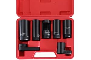 BTSHUB 7pcs Oxygen Sensor Socket Set, Automotive Sending Unit Master Sensor Socket Set, 3/8" Drive & 1/2" Drive
