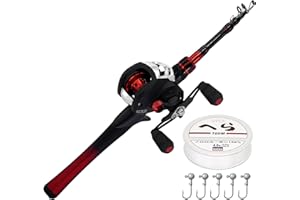 Kilitn Fishing Rod and Reel Combo, Baitcasting Combo Baitcast Reel 5 Foot Durable Fiberglass Telescopic Rod with Fishing Line Full Kits Comfortable Handle