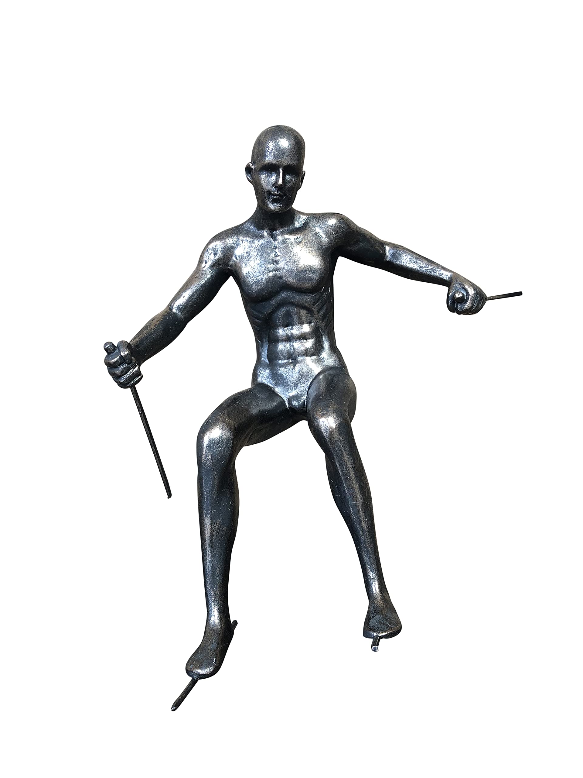Haute Collage 1x Large Skier Man Wall Sculpture in Bronze Colour An inspiring downhill Skiing Man at a Dash