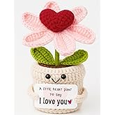 Frabaca Crochet Heart Flower Valentines Day Decorations - I Love You Gifts for Her Him, Cute Birthday, Easter, Anniversary Wedding Gift for Girlfriend, Wife, Fiancee, Christmas Stocking Stuffers