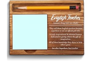 VIZUZI English Teacher Sticky Note Holder, English Teacher Gifts, Thank You Appreciation Quote Gifts for English Teacher Women Men from Student Self-Stick Note Pad Holders ZSS28