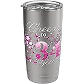 Cheers To 34 Years Old Wedding Anniversary 34th Birthday Stainless Steel Insulated Tumbler