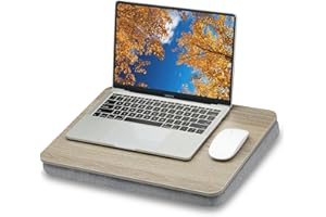 ZEAPTAC Portable Lap Laptop Desk with Pillow Cushion, Fits up to 15.6 inch Laptop, Lap Stand for Bed & Couch & Carpet, Book Tablet/Drawing Board/Computer Laptop Stand - Black Wood