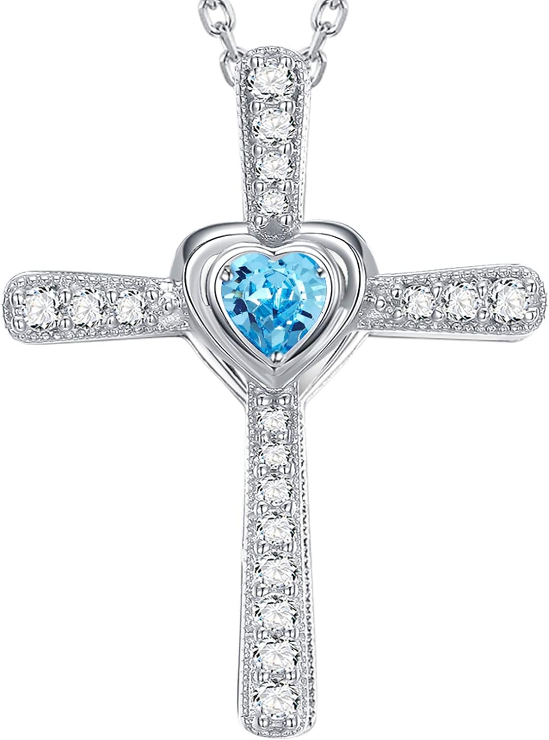 Birthstone Cross Necklace For Mom 
