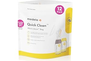 Medela Quick Clean Micro-Steam Bags, 12Count Sterilizing Bags for Bottles and Breast Pump Parts, Eliminates 99.9% of Common B