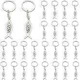 iMagitek 40 Pack Jesus Fish Keychains Christian Keychains Baptism Favors Bible Verse Keyrings Jesus Gifts for Women Men Family Reunion Favors