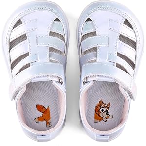 Toddler Boys Girls Wide Toe Sandals Barefoot Summer Shoes with Hook-loop | Wide toe box, flexible zero-drop sole and closed-t