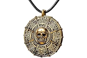 Spooktacular Creations Halloween Pirate Coin Necklace Pirate Skull Necklace Accessories for Men Women Halloween Cosplay, Pirates Costume, Halloween Dress Up Party Favors