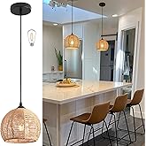 AyshwillDec Mini Hemp Rope Woven Pendant Light Woven Light Fixture Boho Chandelier Light Fixture Wicker Pendant Light Rattan 