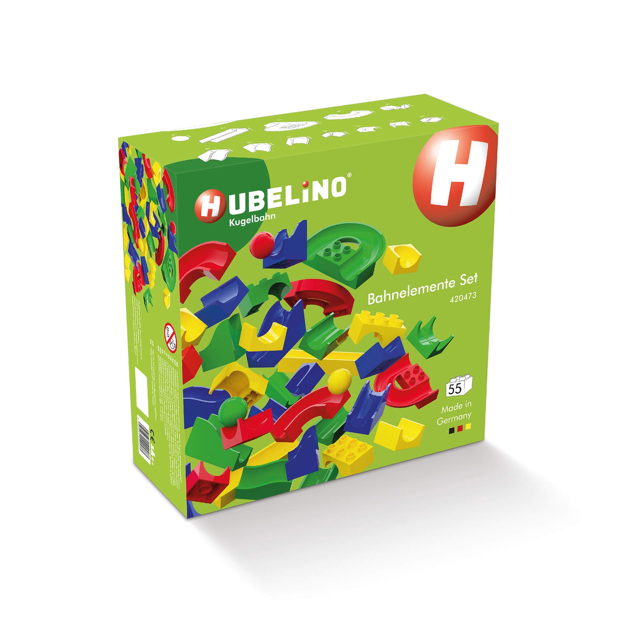 Hubelino 420473 Run Element Expansion set Marble Run, Compatible with Popular Building Block System, 55 pieces, for Ages 4 and Up (Made in Germany)