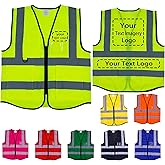 Custom Safety Vest for Men with Pockets Construction Vest High Visibility Reflective Vest Fluorescent Green Safety Vests