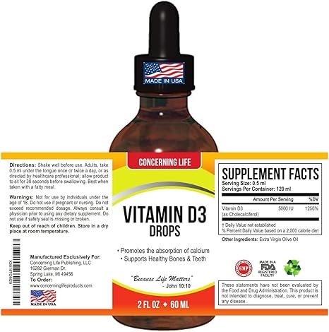 Vitamin D3 Liquid Drops Supplement Exceptional D3 Vitamin Drops 5000 Iu