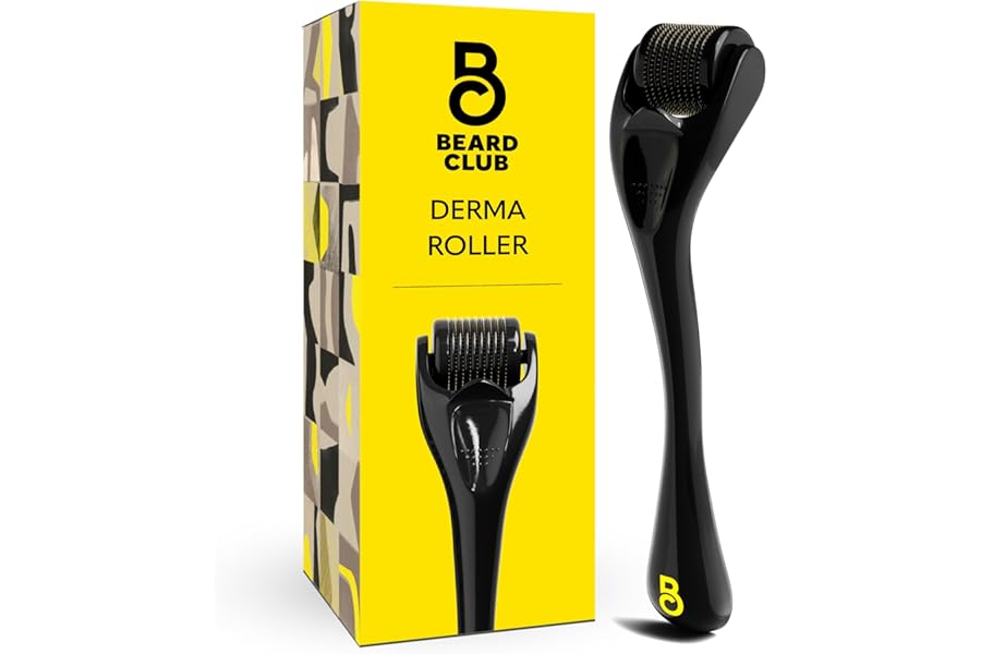 The Beard Club Derma Roller for Face, Body and Scalp – Microneedling for Men and Women with 540 Titanium Microneedles – Beard Roller & Micro Needling Scalp Hair – Black