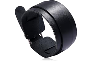 Mgutillart Punk Belt Buckle Cuff Bracelet Wide Leather Wrist Bracelet