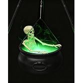CheerBloom Halloween Decorations Outdoor - Witches Cauldron on Tripod | with Diffuser and Big Skeleton，Halloween Party Prop, Spooky Theme，Outdoor Yard Use, Porch Decor