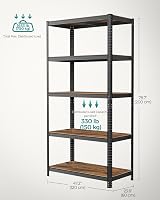 SONGMICS 2 Pack Shelving Unit 60 x 120 x 200 cm Rustic Brown Black Industrial view 7