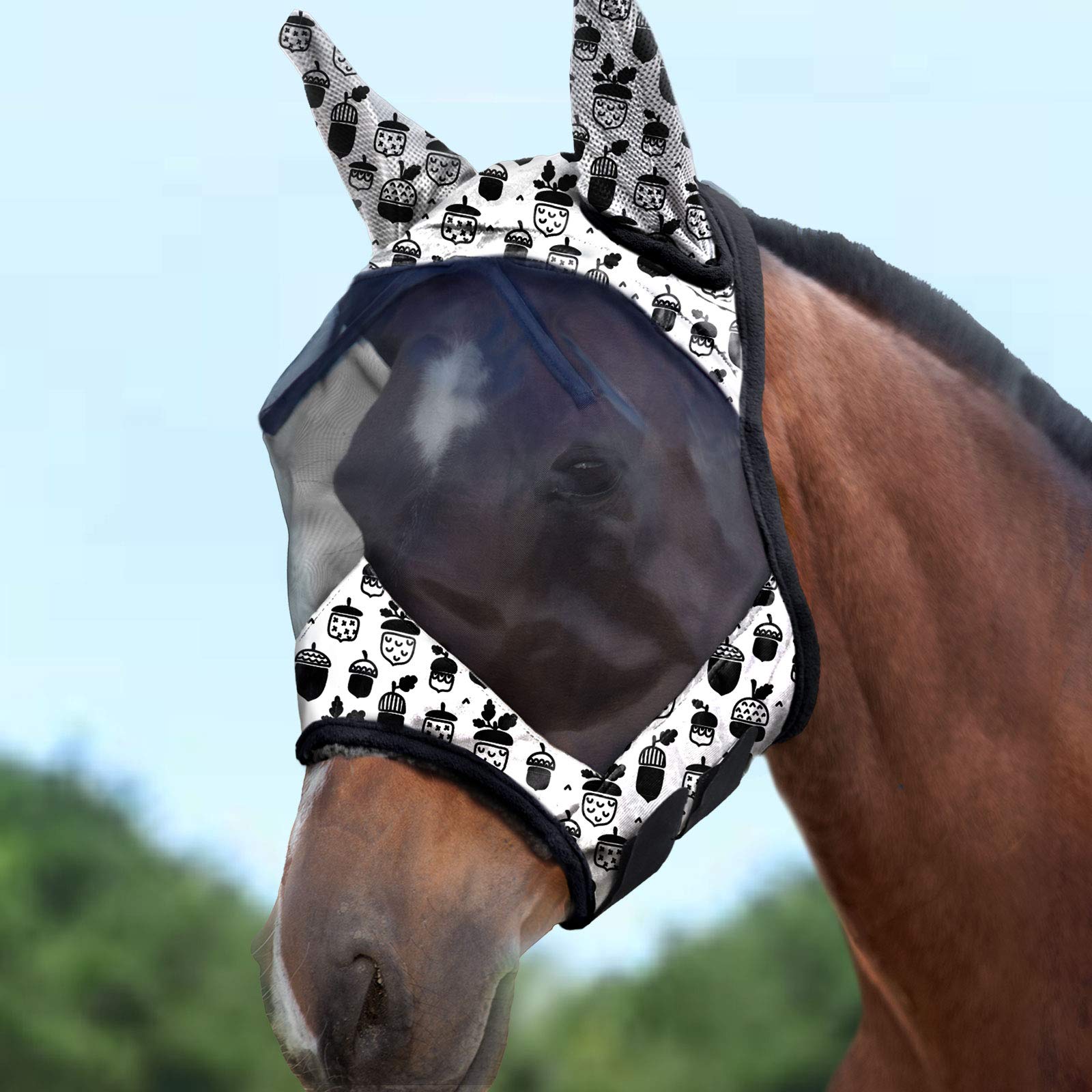 Harrison Howard LumiVista Horse Fly Mask Standard with Ears UV Protection for Horse-Pine Cones Cob